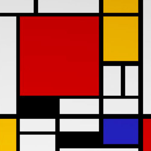 蒙德里安 Composition with Large Blue Plane， Red， Black， Yellow and Grey